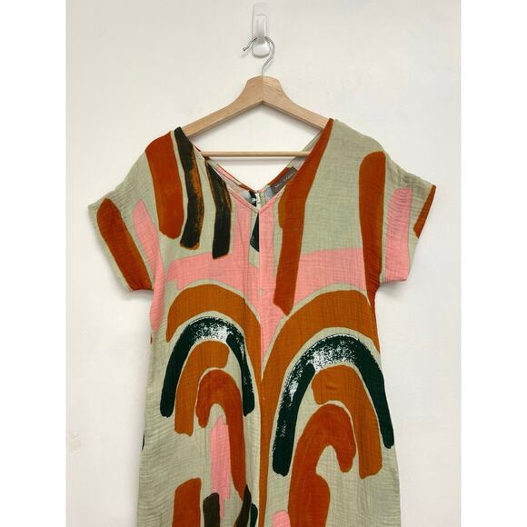 Bel Kazan Anthropologie Odine Arches Jumpsuit Abstract Colorful Crème Brulee XS - Picture 5 of 16